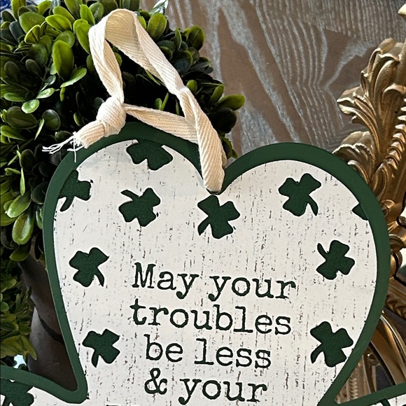 NEW! LARGE Lucky 🍀 Irish Shamrock Celtic Blessing Wood Hanging - Picture 3 of 4
